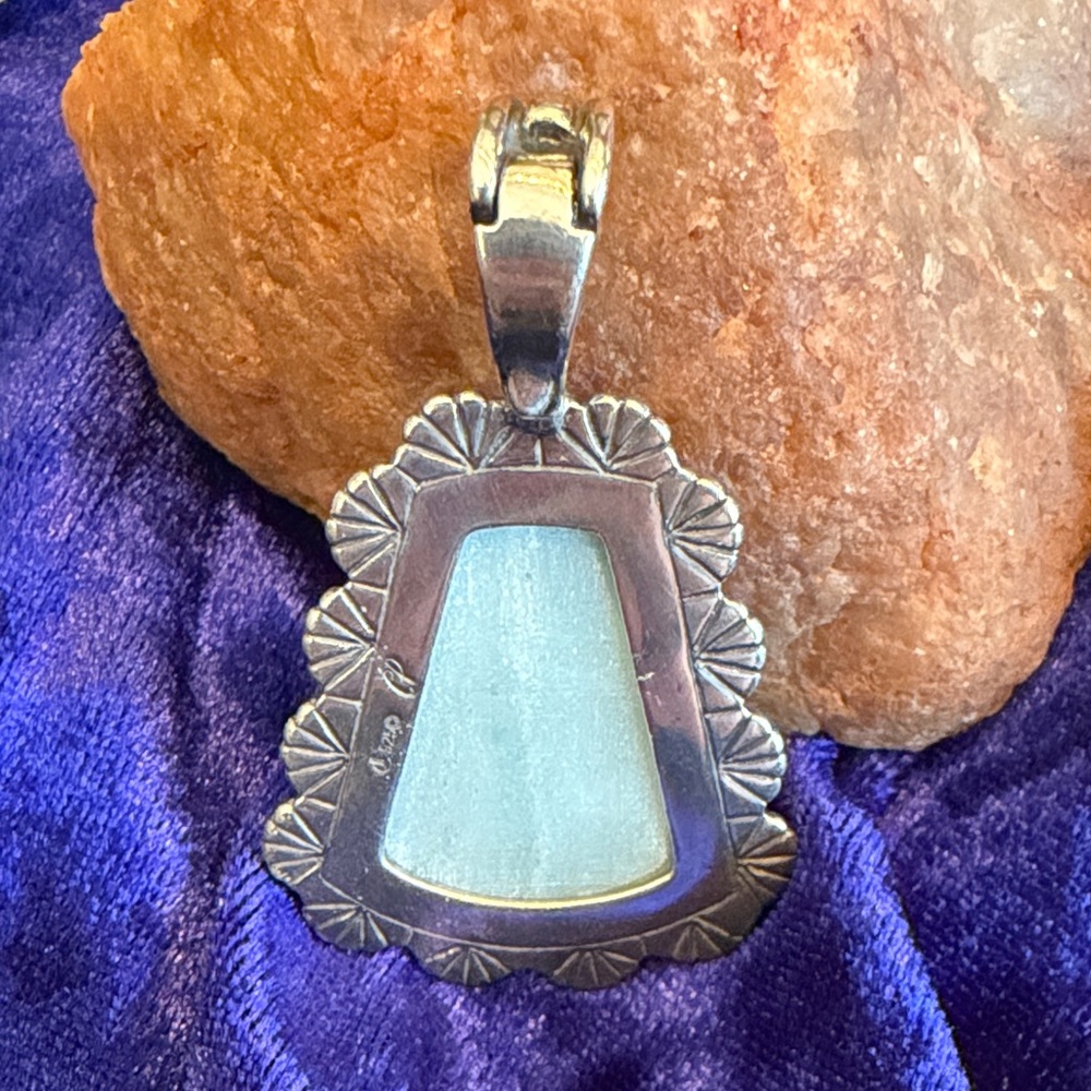 ✨ Carolyn Pollack Relios Jadeite & Chalcedony Sterling Silver Pendant – (194) - Picture 3 of 7